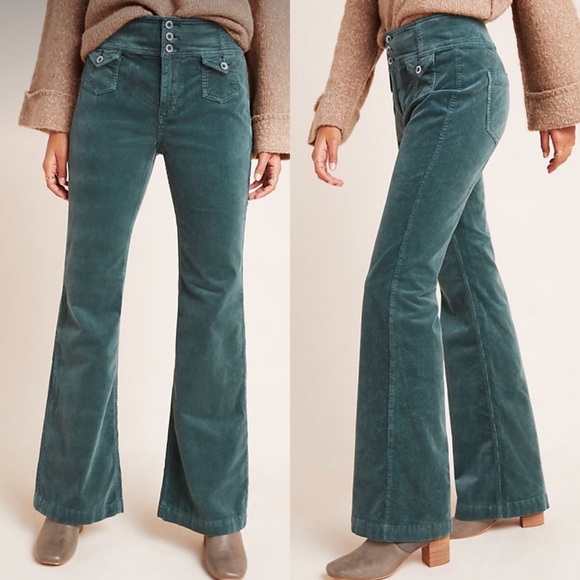 Anthropologie Pants - Pilcro X Anthropologie High Rise Trouser Bootcut Corduroy Pants: Green Blue